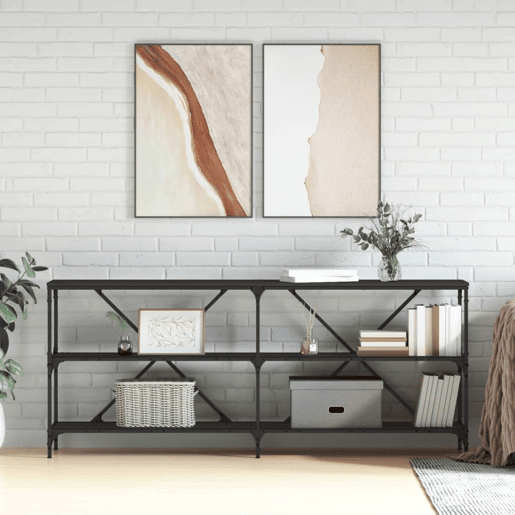 Mesa Consola - Mesa De Entrada 180x30x75 cm derivados de madeira e ferro preto
