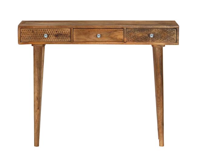 Mesa consola - mesa de entrada de madera maciza de mango 102x30x79 cm