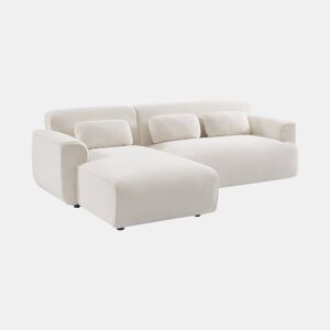 Sofá de canto, tecido boucle, 3 lugares, Wallas boucle, Creme, 196x151x73 cm