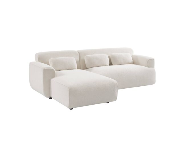 Sofá esquinero de borreguito, 3 plazas crema - 196x151x73 cm