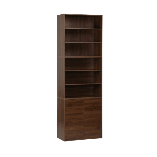 Estante, biblioteca modulável decoração madeira, 2 portas e 5 prateleiras, Kompo, Madeira de nogueira, 70x35x210 cm Estante, biblioteca modulável decoração madeira, 2 portas e 5 prateleiras, Kompo, Madeira de nogueira, 70x35x210 cm