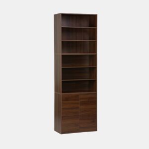 Estante, biblioteca modulável decoração madeira, 2 portas e 5 prateleiras, Kompo, Madeira de nogueira, 70x35x210 cm