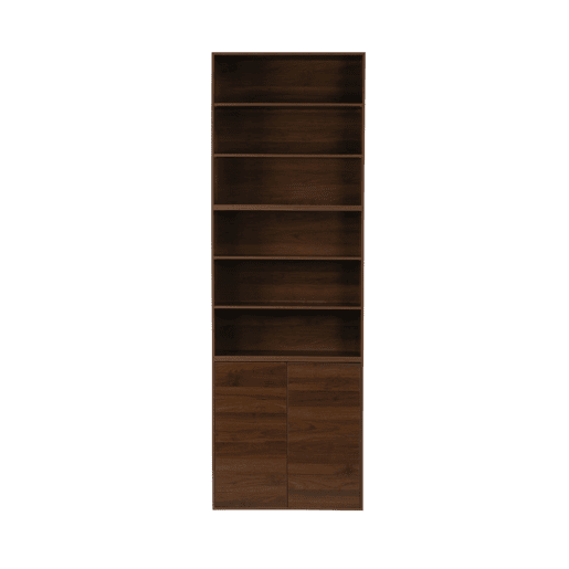 Estante, biblioteca modulável decoração madeira, 2 portas e 5 prateleiras, Kompo, Madeira de nogueira, 70x35x210 cm Estante, biblioteca modulável decoração madeira, 2 portas e 5 prateleiras, Kompo, Madeira de nogueira, 70x35x210 cm