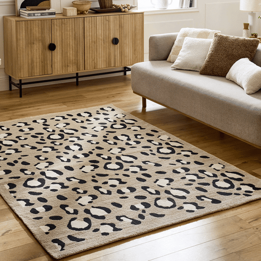 Tapete interior padrão leopardo bege, Jack, 230x160x1 cm