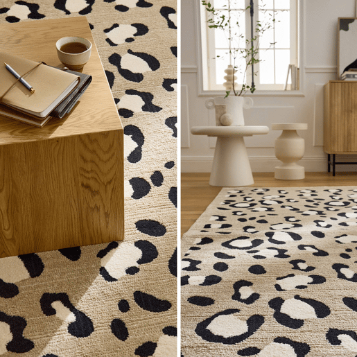 Tapete interior padrão leopardo bege, Jack, 230x160x1 cm