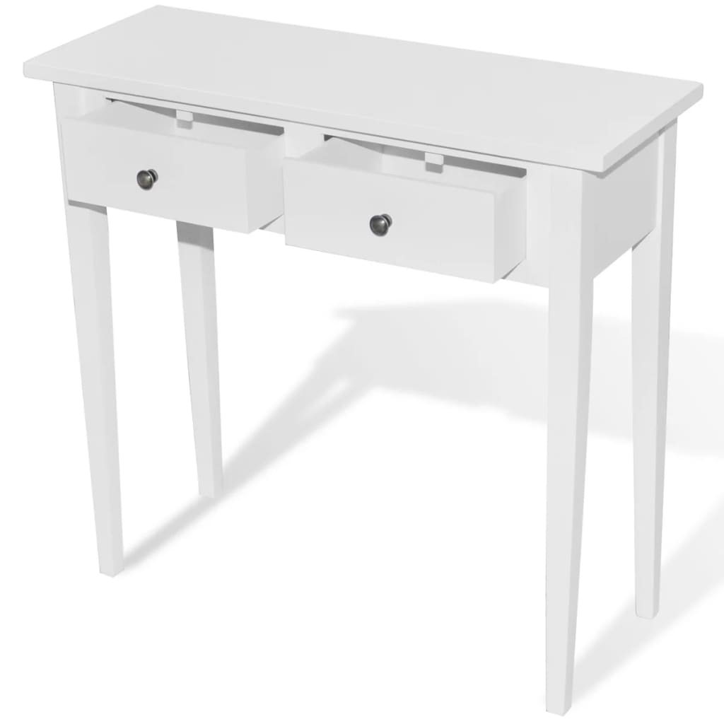 Mesa consola - mesa de entrada tocador con dos cajones blancos