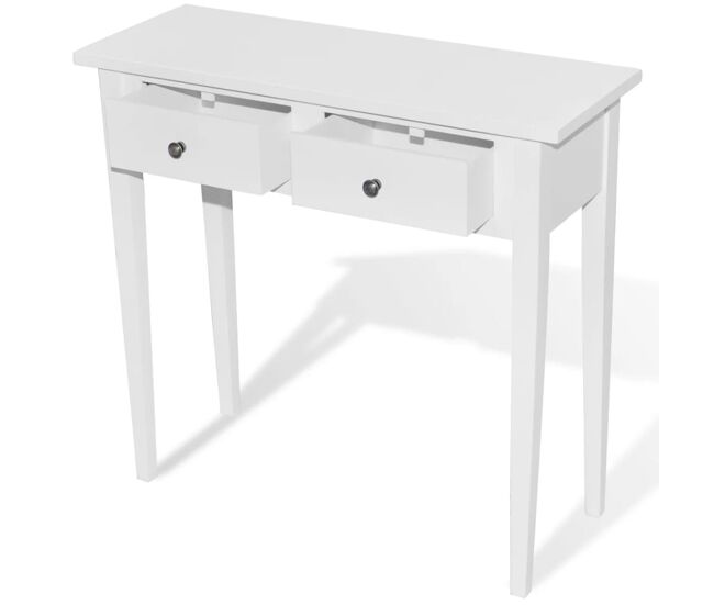 Mesa consola - mesa de entrada tocador con dos cajones blancos