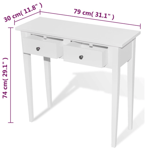 ToucadorMesa Consola - Mesa De Entrada com duas gavetas branco