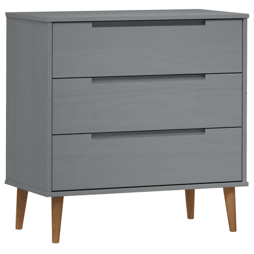 Mesa De Cabeceira - Mesinha De Cabeceira de gavetas 80x40x80 cm pinho maciço cinzento