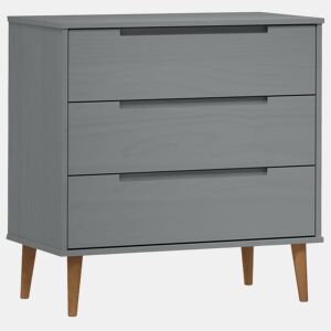 Mesa De Cabeceira - Mesinha De Cabeceira de gavetas 80x40x80 cm pinho maciço cinzento