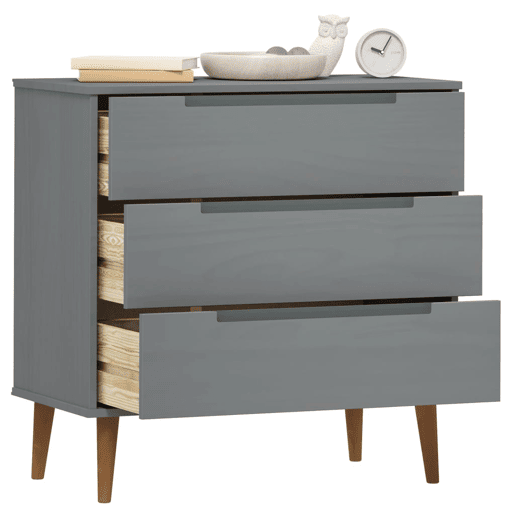 Mesa De Cabeceira - Mesinha De Cabeceira de gavetas 80x40x80 cm pinho maciço cinzento