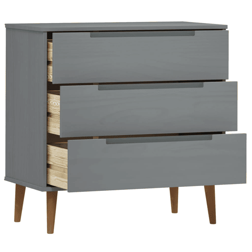 Mesa De Cabeceira - Mesinha De Cabeceira de gavetas 80x40x80 cm pinho maciço cinzento