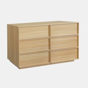 Cômoda efeito madeira 6 gavetas, 120cm, Kuba, Natural, 120x43x75 cm