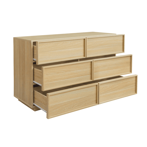 Cômoda efeito madeira 6 gavetas, 120cm, Kuba, Natural, 120x43x75 cm