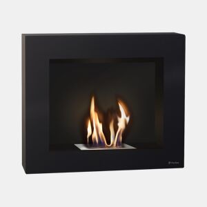 Lareira a etanol de 1,75kW e 1,2L de capacidade. Design retangular em aço lacado a preto. Sem fumos, odores ou cinzas. Adaptável ao bloco de chama simulada PURLINE FIRECOOL COMPACT.