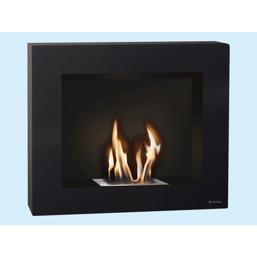 Lareira a etanol de 1,75kW e 1,2L de capacidade. Design retangular em aço lacado a preto. Sem fumos, odores ou cinzas. Adaptável ao bloco de chama simulada PURLINE FIRECOOL COMPACT.