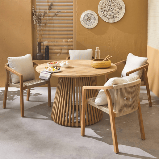 Mesa de jantar em madeira de 4 lugares, Oviedo 120cm, Madeira, 120x120x75 cm