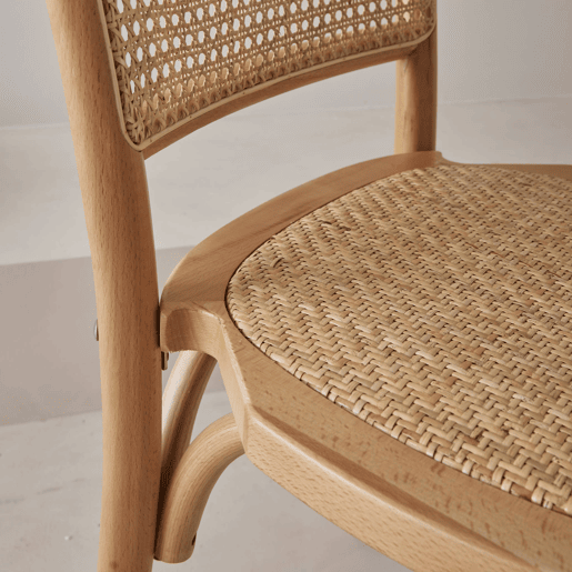 Vintage cadeira de madeira e rattan, set de 2, Montparnasse, Natural, 48x44.5x89.5 cm