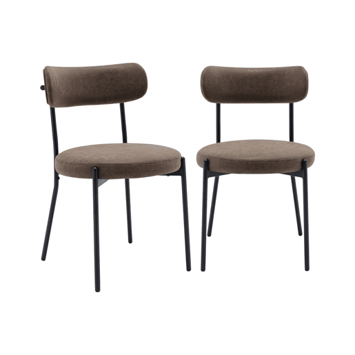 Cadeira de metal e couro sintético, set de 2, Livia, Castanho, 47x49x76.5 cm