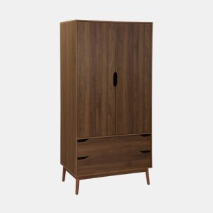 Armário de vestir vintage, decoração em madeira, 2 portas, Nepal, Decoração em madeira de nogueira, 90x55x180 cm