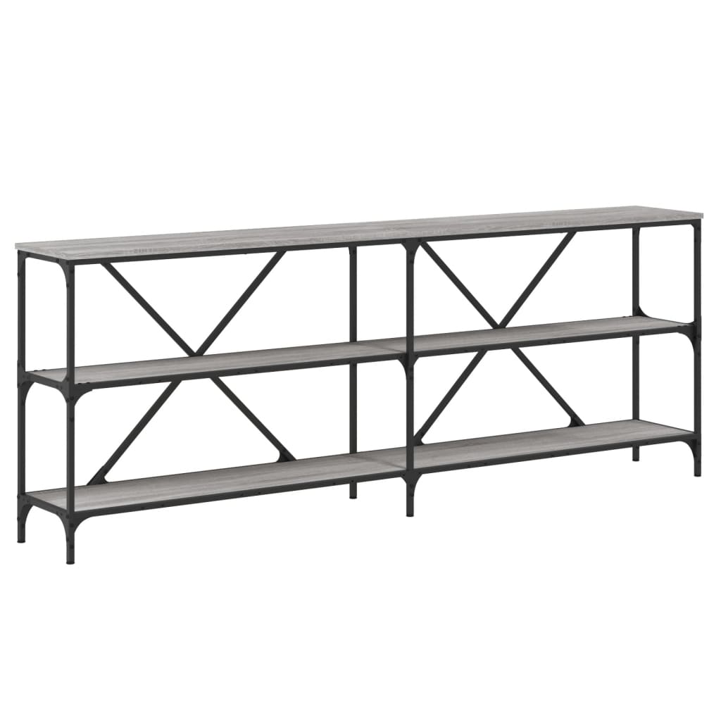 Mesa consola - mesa de entrada hierro y madera ingeniería gris sonoma 200x30x75cm
