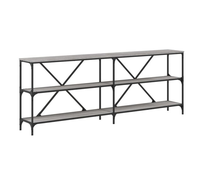 Mesa consola - mesa de entrada hierro y madera ingeniería gris sonoma 200x30x75cm