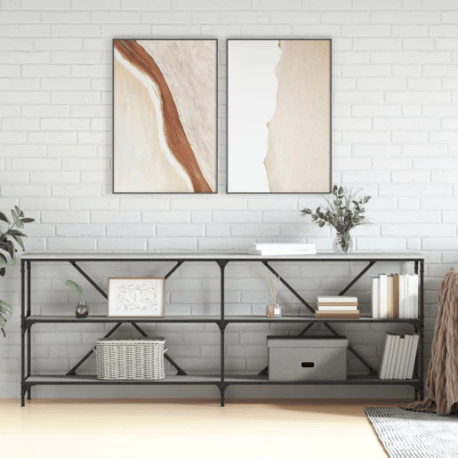 Mesa Consola - Mesa De Entrada 200x30x75 cm derivados madeiraferro cinza sonoma