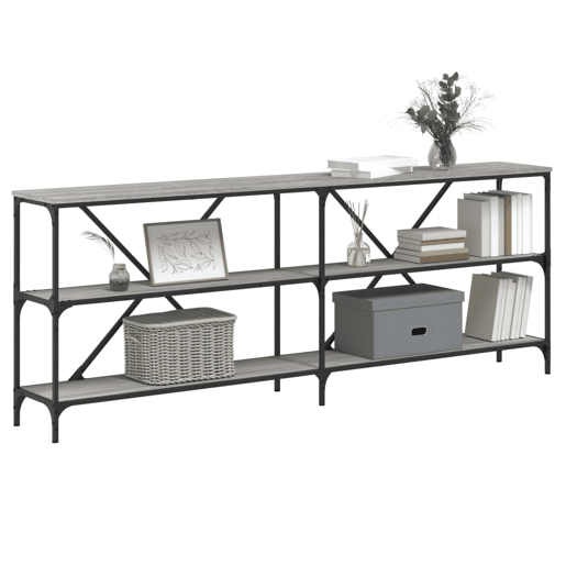 Mesa Consola - Mesa De Entrada 200x30x75 cm derivados madeiraferro cinza sonoma