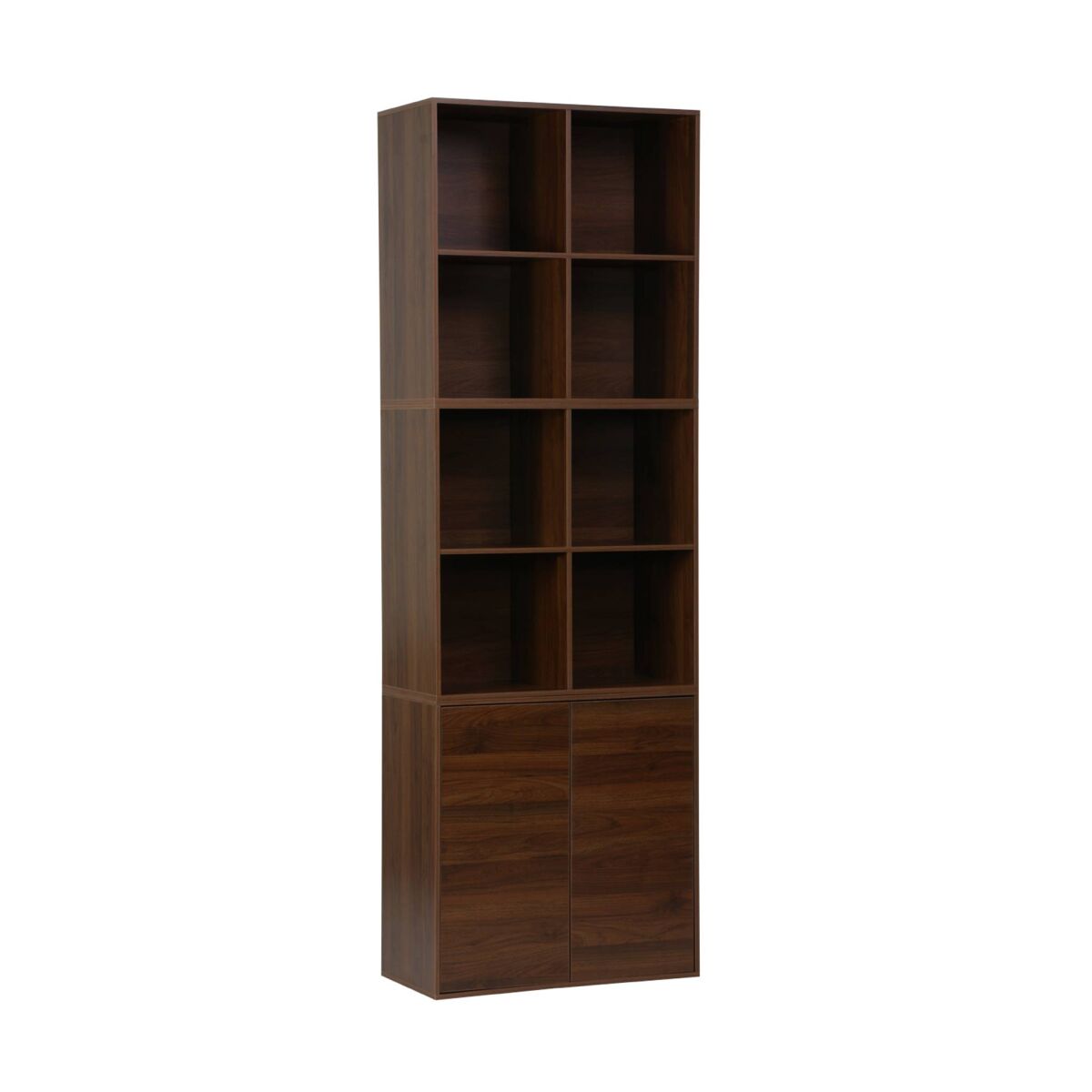 Estantería modular, 8 nichos, 2 puertas nogal - 70x35x70 cm