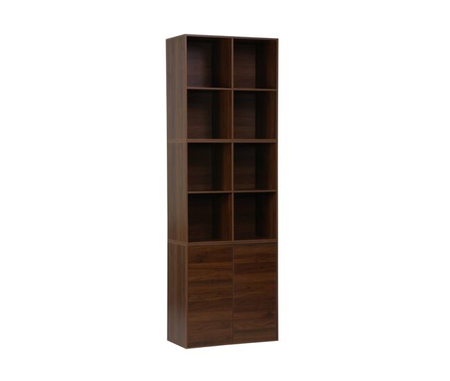 Estantería modular, 8 nichos, 2 puertas nogal - 70x35x70 cm