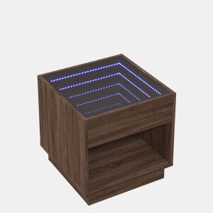 Mesa De Cabeceira - Mesinha De Cabeceira c LED Infinity 50x50x50 cm carvalho castanho