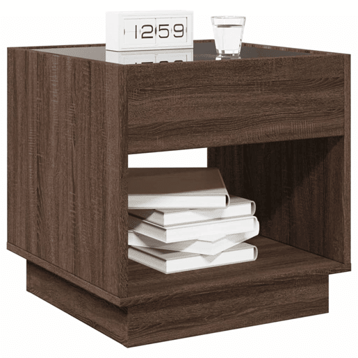 Mesa De Cabeceira - Mesinha De Cabeceira c LED Infinity 50x50x50 cm carvalho castanho