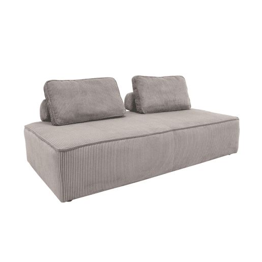 Sofá modular em tecido veludo canelado de 3 lugares, Lao, Cinza Claro, 180x90x78 cm