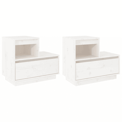 Lote de 2 Mesas De Cabeceira - Mesinhas De Cabeceira 60x34x51 cm pinho maciço branco