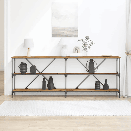 Mesa Consola - Mesa De Entrada com prateleira Outros Madeira Antiga 180 x 30 x 75 cm