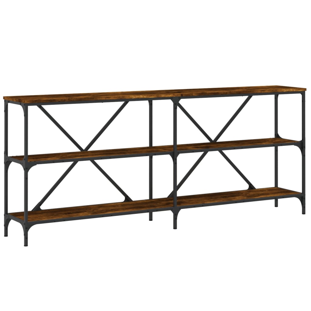 Mesa consola - mesa de entrada hierro madera ingeniería roble ahumado 180x30x75cm
