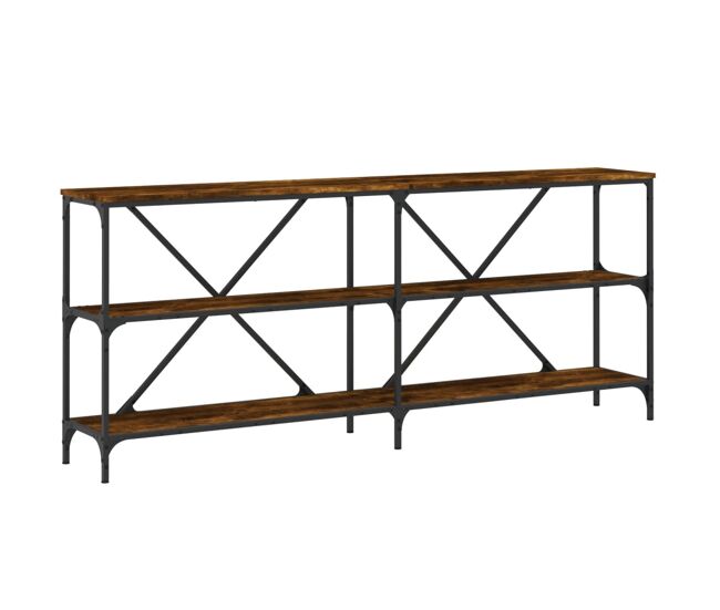 Mesa consola - mesa de entrada hierro madera ingeniería roble ahumado 180x30x75cm