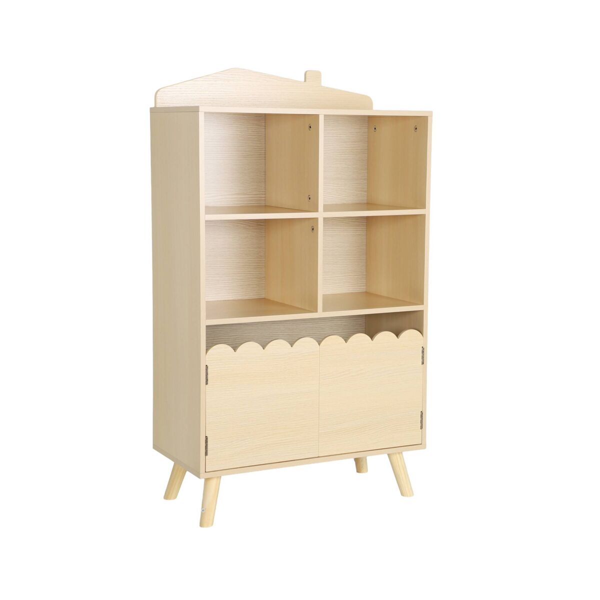 Biblioteca infantil madera de pino 2 puertas 4 estantes 60 Madera