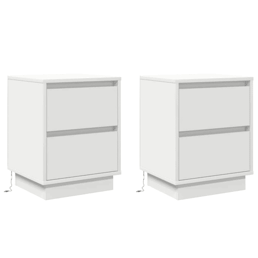 Lote de 2 Mesa De Cabeceira - Mesinha De Cabeceira com gaveta Branco 39 x 34,5 x 50 cm