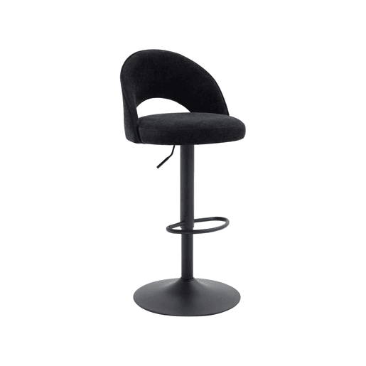 Banco de bar ajustável metal e tecido com base preta, set de 2, Abby, Preto, 49x49x110 cm