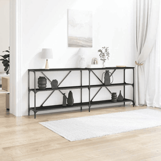 Mesa Consola - Mesa De Entrada com prateleira Outros Carvalho preto 180 x 30 x 75 cm