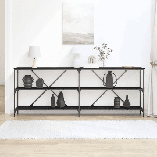 Mesa Consola - Mesa De Entrada com prateleira Outros Carvalho preto 180 x 30 x 75 cm