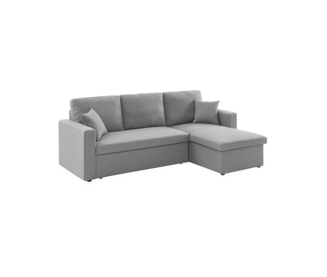 Sofá cama esquinero reversible con espacio de almacenamiento, 3 plazas, smile, gris claro, 213.5x136.5x83 cm