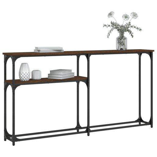 Mesa Consola - Mesa De Entrada 145x22,5x75cm derivados madeira carvalho castanho