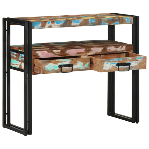 Mesa Consola - Mesa De Entrada Multicolor 90 x 33 x 75 cm Madeira recuperada maciça