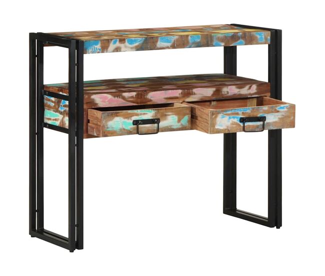 Mesa consola - mesa de entrada multicolor 90 x 33 x 75 cm madera maciza reciclada