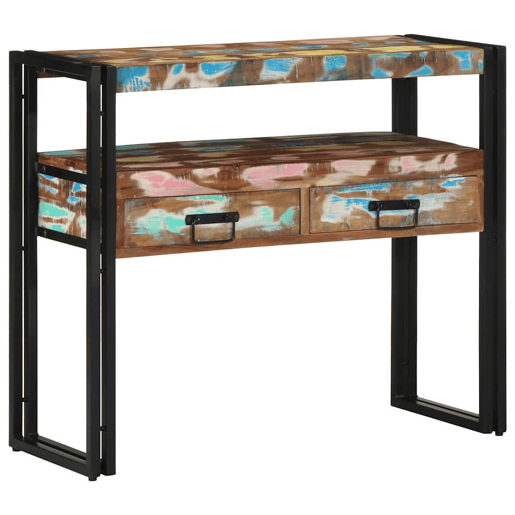 Mesa Consola - Mesa De Entrada Multicolor 90 x 33 x 75 cm Madeira recuperada maciça