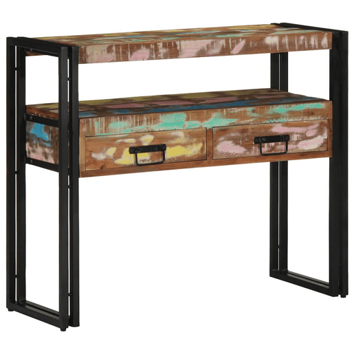 Mesa Consola - Mesa De Entrada Multicolor 90 x 33 x 75 cm Madeira recuperada maciça