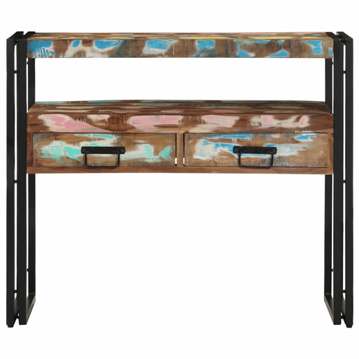 Mesa Consola - Mesa De Entrada Multicolor 90 x 33 x 75 cm Madeira recuperada maciça