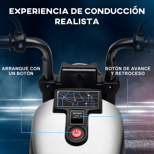 HOMCOM Motocicleta Elétrica para Crianças de 18-36 Meses Motocicleta Elétrica Infantil com Bateria 6v Farol e Rodas Auxiliares Removíveis Carga 25 kg 76x42x57 cm Branca